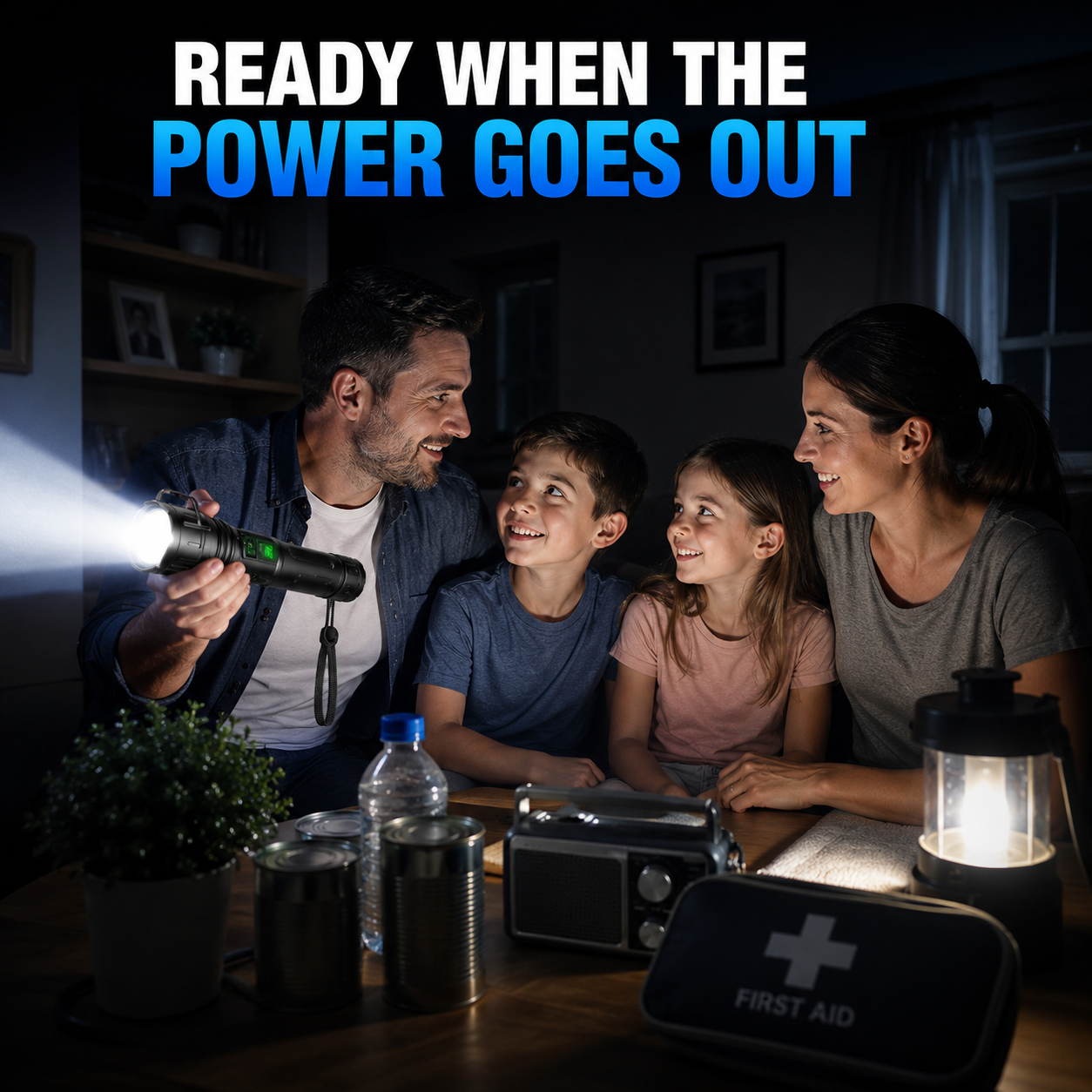 Tactische Zaklamp met Oplaadbare 5000mAh Batterij - Krachtige LED 100000 Lumen - Waterdicht & Schokbestendig - Met LCD Batterij-indicator & Powerbank Functie | Sansoti