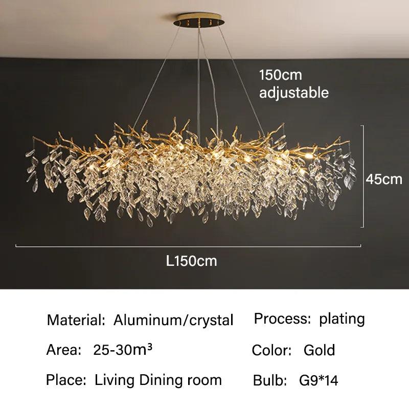 Plafonnier en cristal Rectangulaire LED G9 Lustre de luxe Salon | Restfield