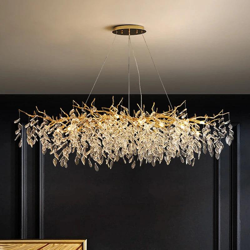 Plafonnier en cristal Rectangulaire LED G9 Lustre de luxe Salon | Restfield