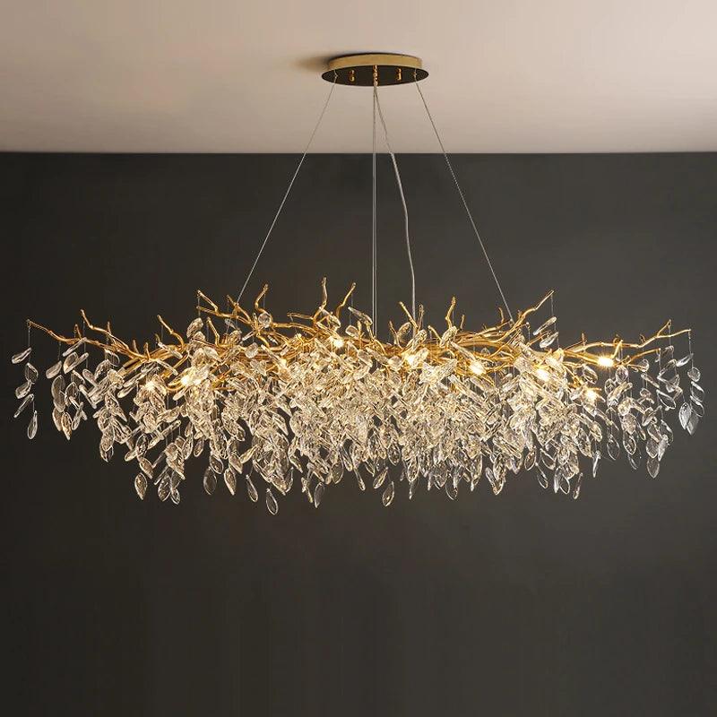 Plafonnier en cristal Rectangulaire LED G9 Lustre de luxe Salon | Restfield