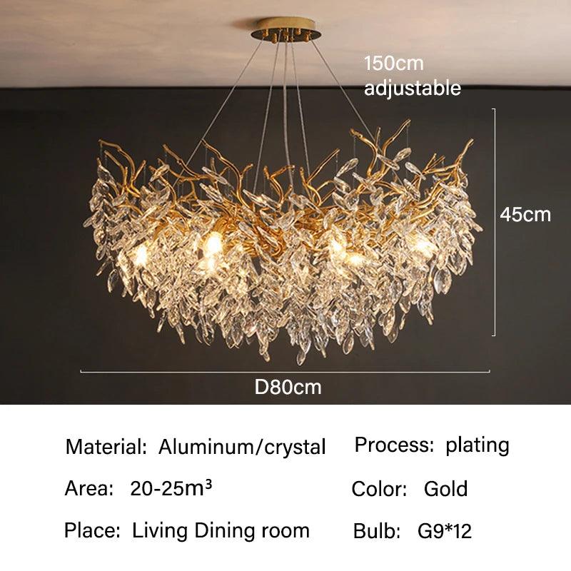 Plafonnier en cristal Rectangulaire LED G9 Lustre de luxe Salon | Restfield