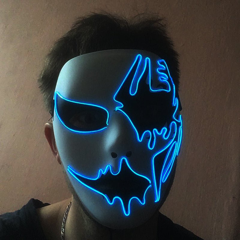 Masque d’Halloween éclairé par LED avec effets effrayants et changement de couleur pour les fêtes et les soirées à thème horrifique | Sansoti