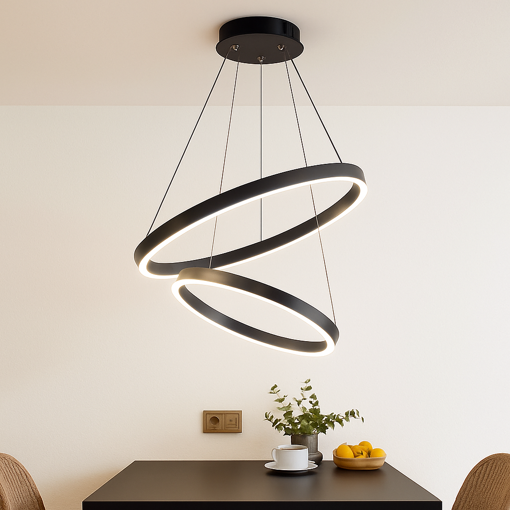 Ringkroonluchter LED 3 Ringen Wit Woonkamer Eetkamer Dimbaar Moderne Hanglamp Cirkels Plafondlamp Rond Interieur | Sansoti