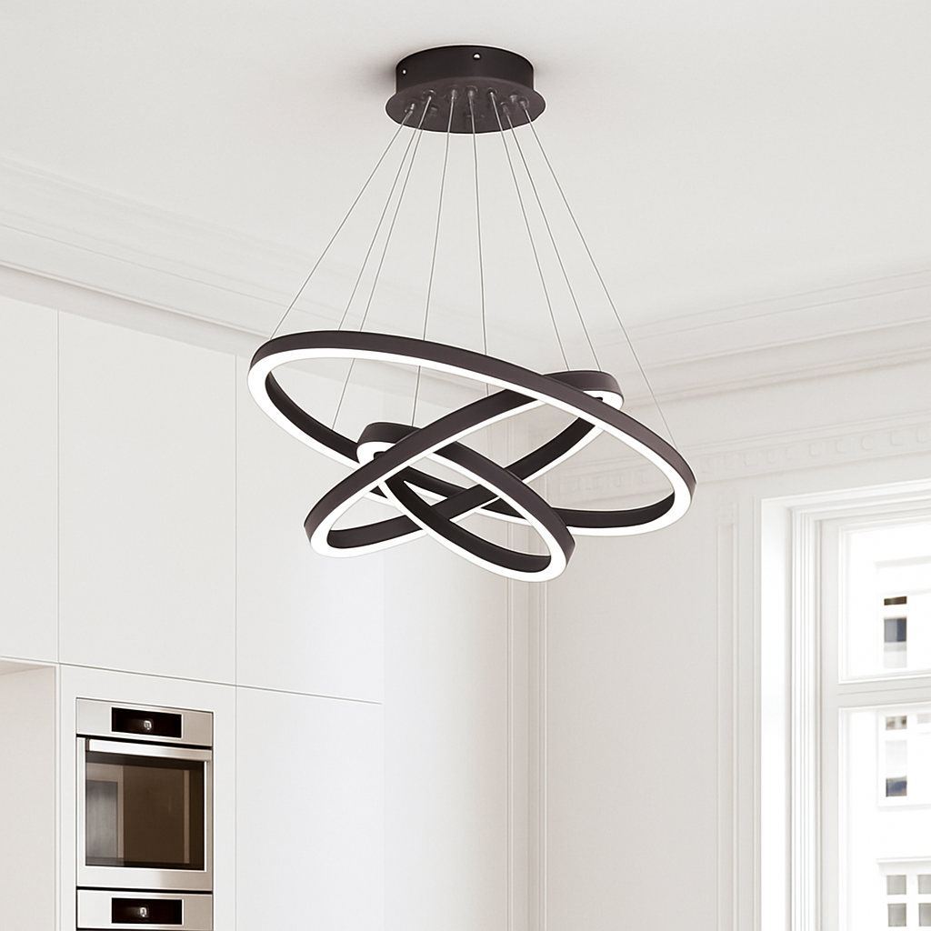 Ringkroonluchter LED 3 Ringen Wit Woonkamer Eetkamer Dimbaar Moderne Hanglamp Cirkels Plafondlamp Rond Interieur | Sansoti