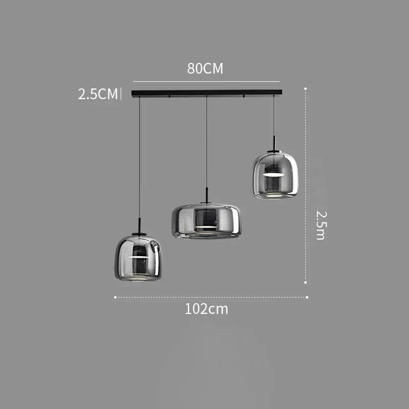 Suspension nordique verre LED cognac gris fumé Scandinave | Restfield