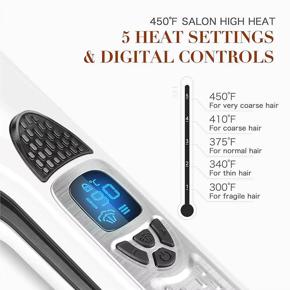 Ceramic Steam Straightener with Titanium Plates 5 Temperature Settings for Shiny Straight Hair Styling at Home | Sansoti
