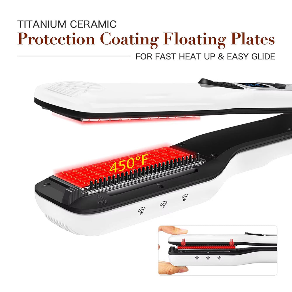 Ceramic Steam Straightener with Titanium Plates 5 Temperature Settings for Shiny Straight Hair Styling at Home | Sansoti
