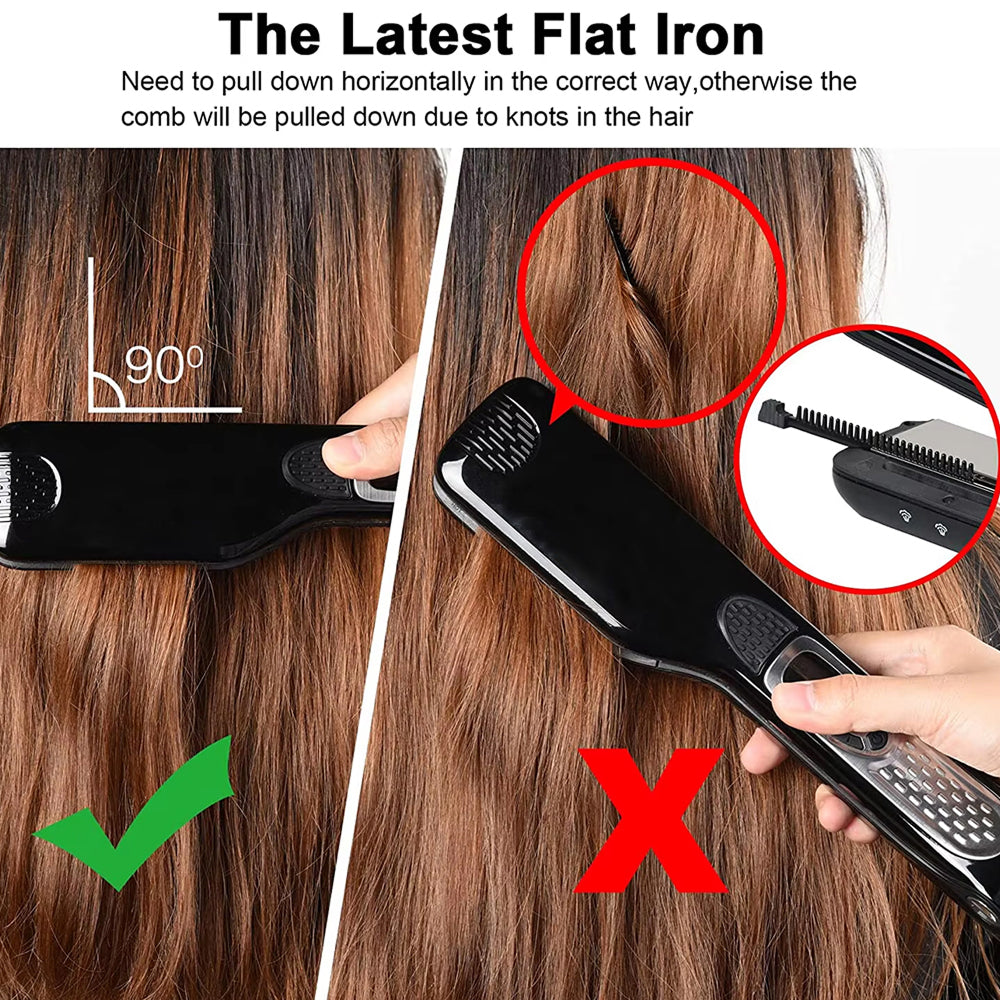 Ceramic Steam Straightener with Titanium Plates 5 Temperature Settings for Shiny Straight Hair Styling at Home | Sansoti