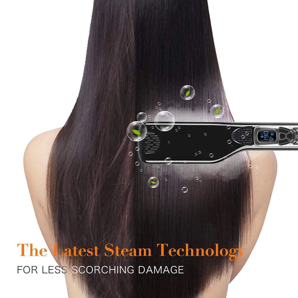 Ceramic Steam Straightener with Titanium Plates 5 Temperature Settings for Shiny Straight Hair Styling at Home | Sansoti