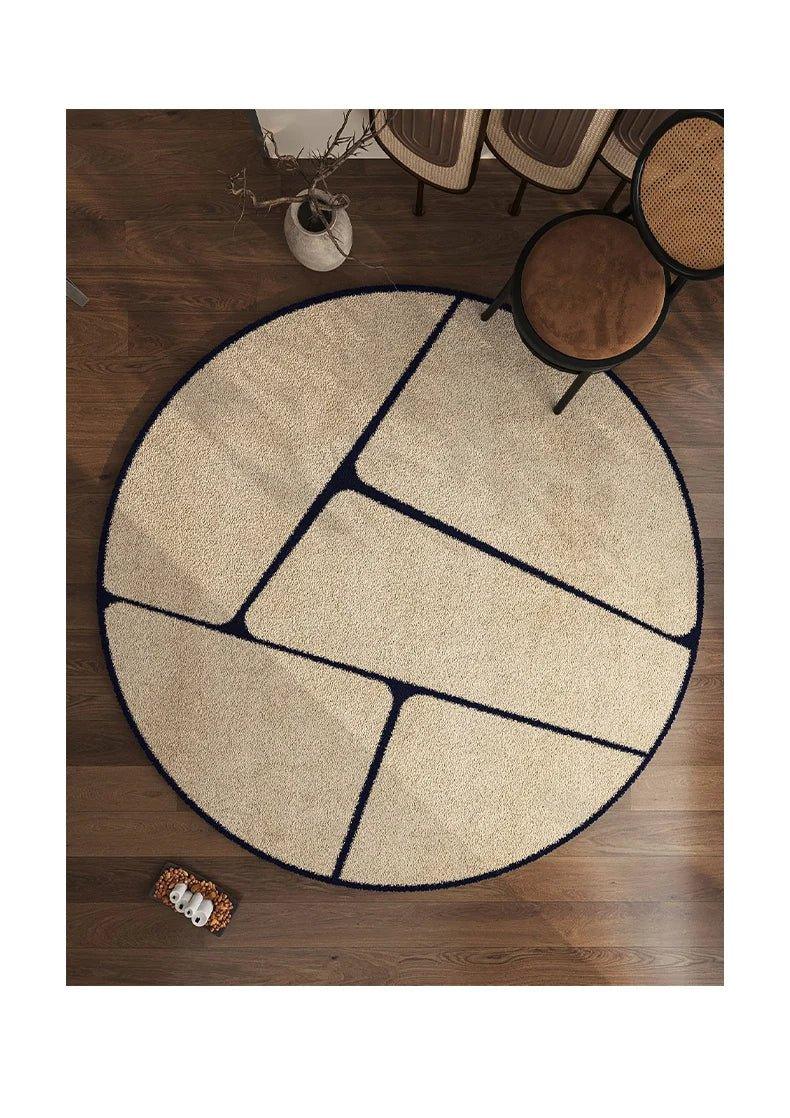 Runder Teppich schwarzes Muster 80-120cm Plüsch Rutschfest Wohnzimmer Schlafzimmer Flur Dekorativer Teppich Weich | Sansoti