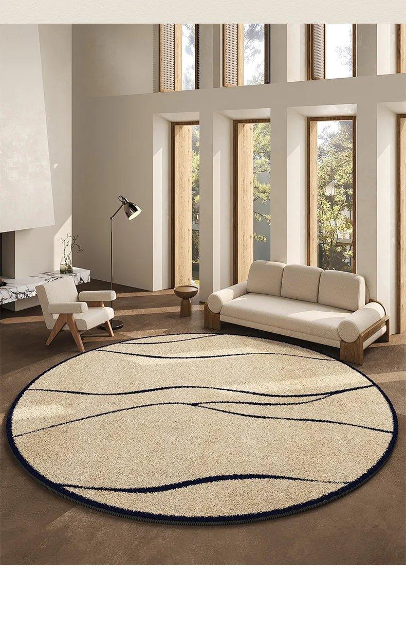 Runder Teppich schwarzes Muster 80-120cm Plüsch Rutschfest Wohnzimmer Schlafzimmer Flur Dekorativer Teppich Weich | Sansoti