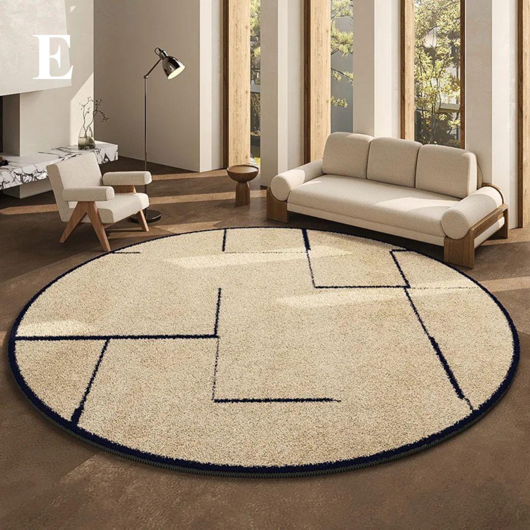 Runder Teppich schwarzes Muster 80-120cm Plüsch Rutschfest Wohnzimmer Schlafzimmer Flur Dekorativer Teppich Weich | Sansoti