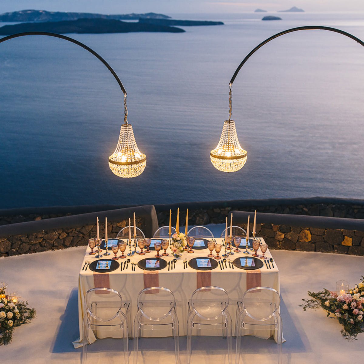 LED Crystal Chandelier Waterproof 12V Low Voltage for Garden Terrace Wedding Party Lighting Gold Clear | Sansoti
