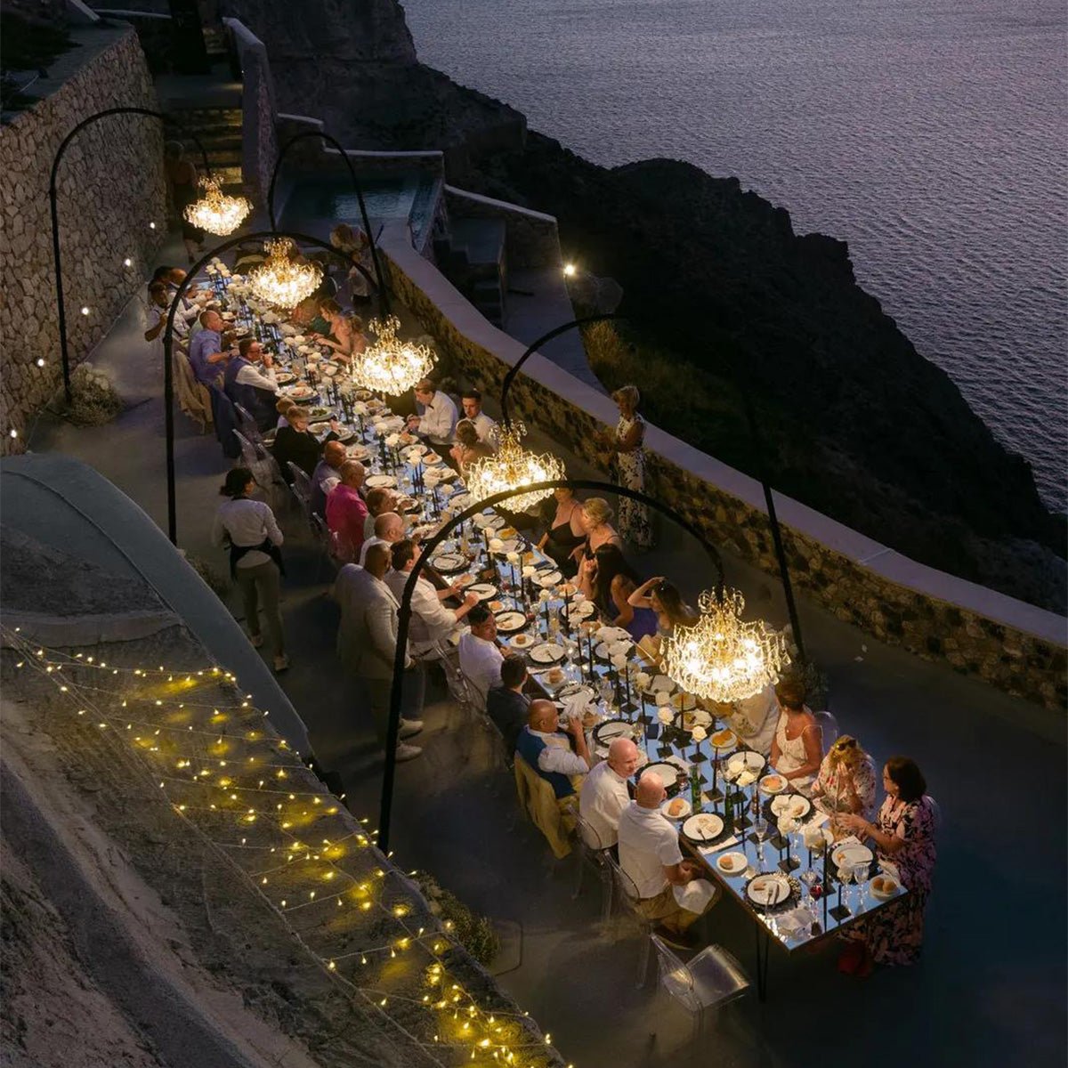 LED Crystal Chandelier Waterproof 12V Low Voltage for Garden Terrace Wedding Party Lighting Gold Clear | Sansoti