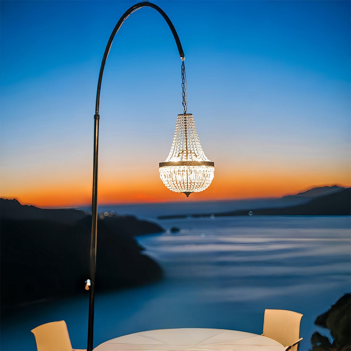 LED Crystal Chandelier Waterproof 12V Low Voltage for Garden Terrace Wedding Party Lighting Gold Clear | Sansoti
