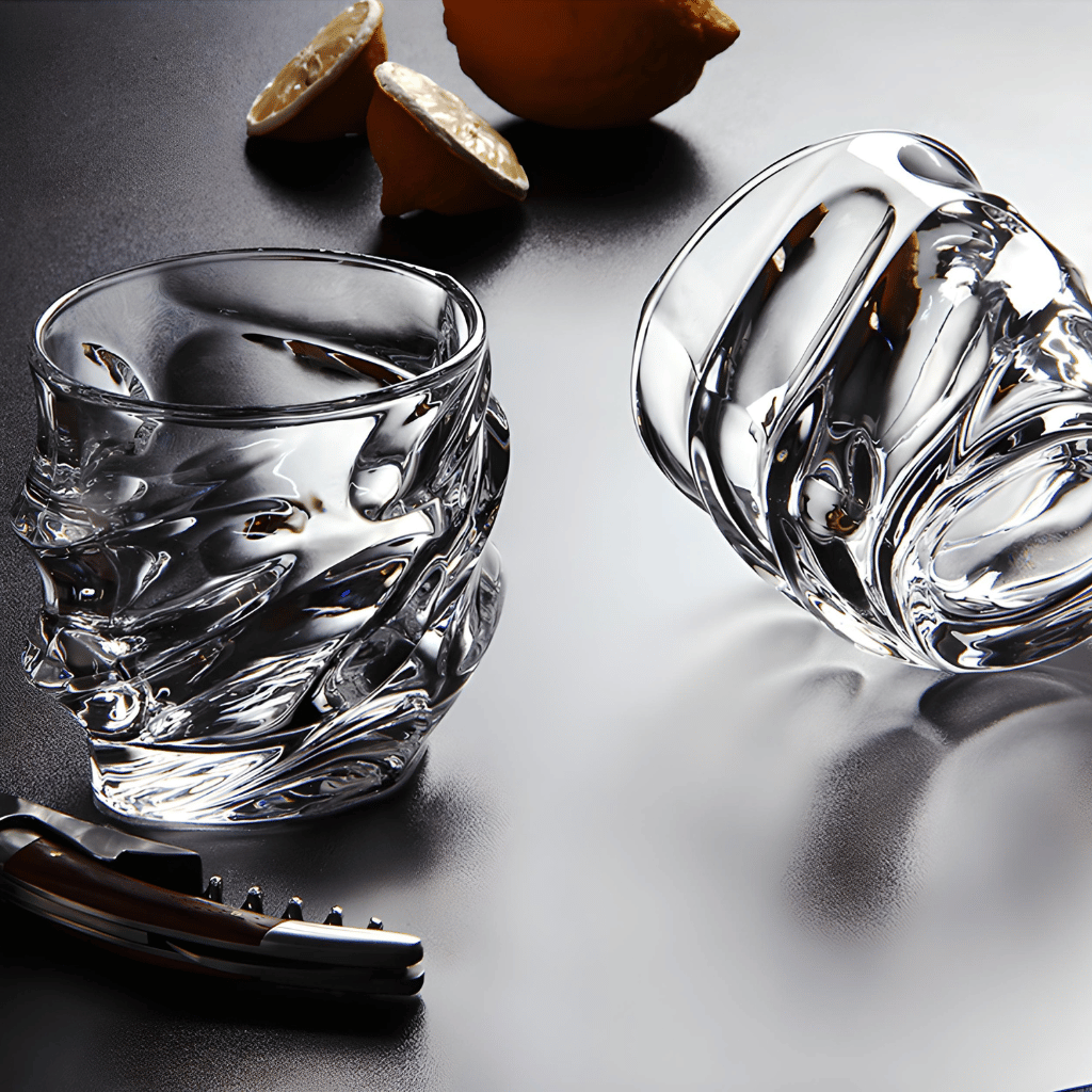 Kristallen Whiskyglas met Tornadovorm 300ml voor Premium Drankbeleving | Handgemaakt Japans-Geïnspireerd Spiraaldesign | Sansoti