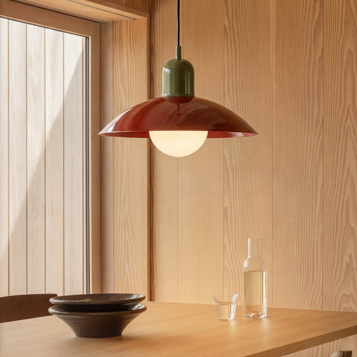Dwukolorowa żelazna lampa wisząca Ø32 cm, ciepłobiała dioda LED do jadalni, kuchennej wyspy i salonu, styl rustykalny, nowoczesna | Sansoti