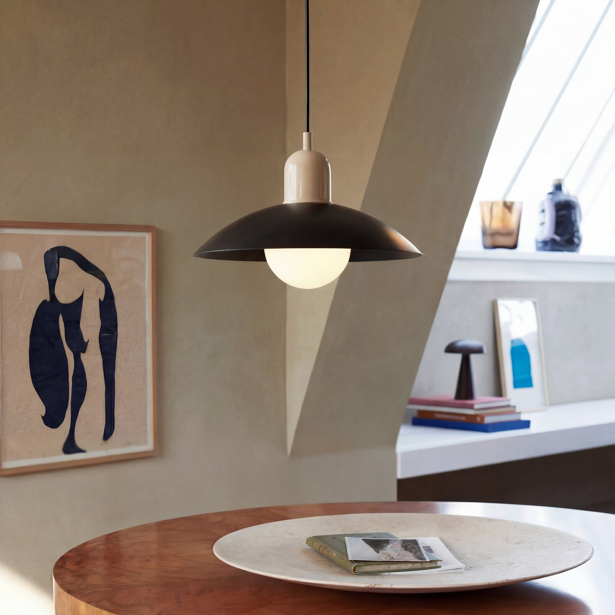 Dwukolorowa żelazna lampa wisząca Ø32 cm, ciepłobiała dioda LED do jadalni, kuchennej wyspy i salonu, styl rustykalny, nowoczesna | Sansoti