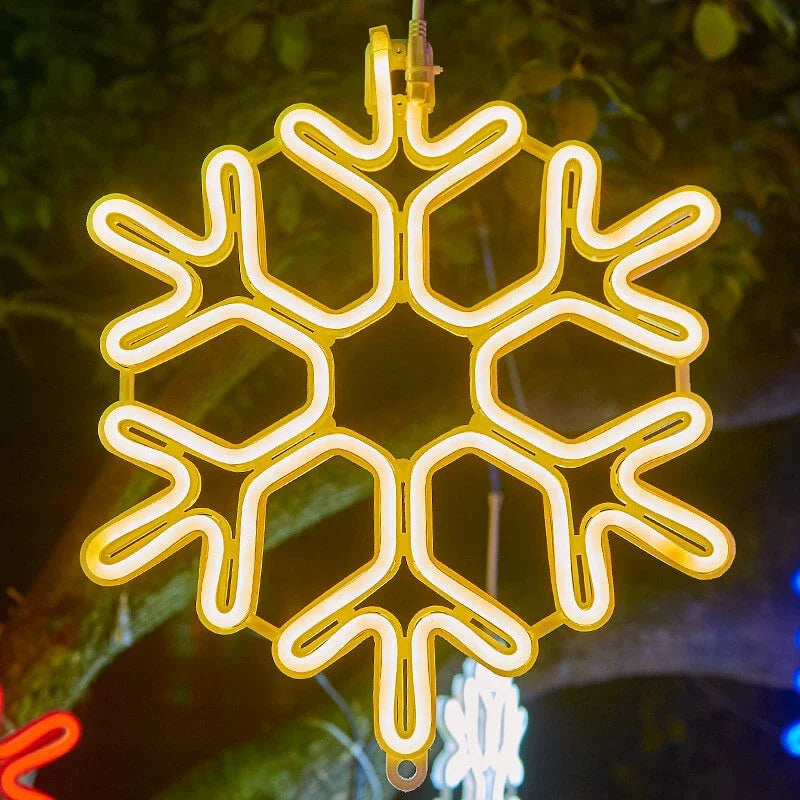 LED-Schneeflocken-Hängeleuchte für den Außenbereich, warmweiß, Weihnachtsbeleuchtung für Balkon, Garten und Terrasse, dekorativ, stimmungsvoll, Winter | Sansoti