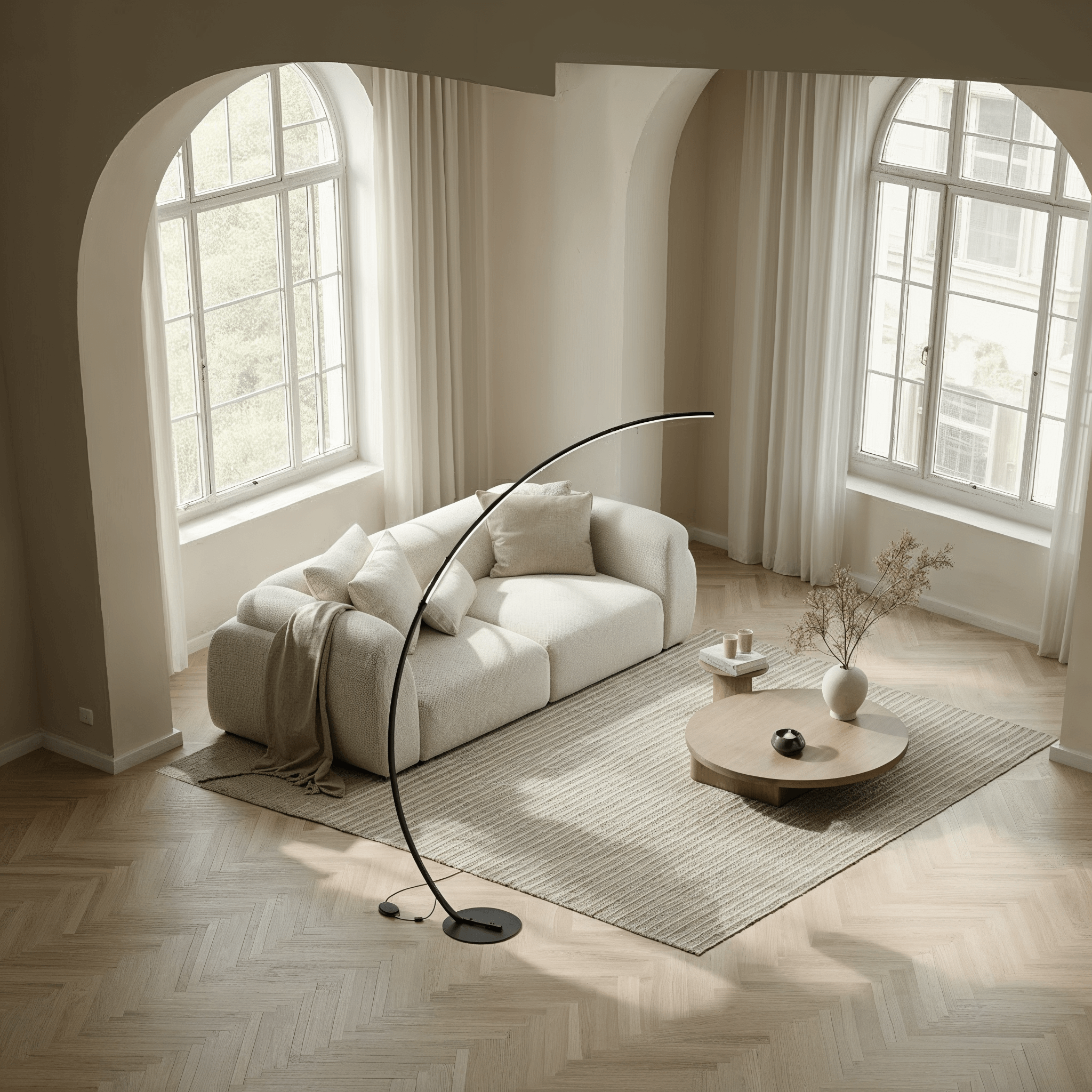 LED Stehleuchte Bogenlampe Schwarz Weiß Dimmbar 170cm Modernes Design | Restfield