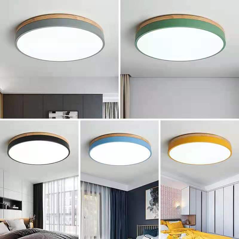 Ronde Plafondlamp met LED en Natuurlijk Hout — Scandinavisch Design met Dimfunctie | Sansoti