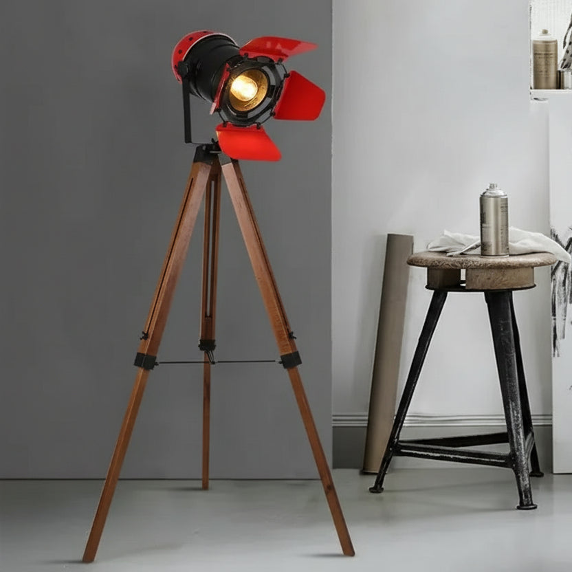 Statief Vloerlamp Vintage Metaal Hout Verstelbaar Industrieel Design voor Woonkamer Slaapkamer Leeshoek | Sansoti