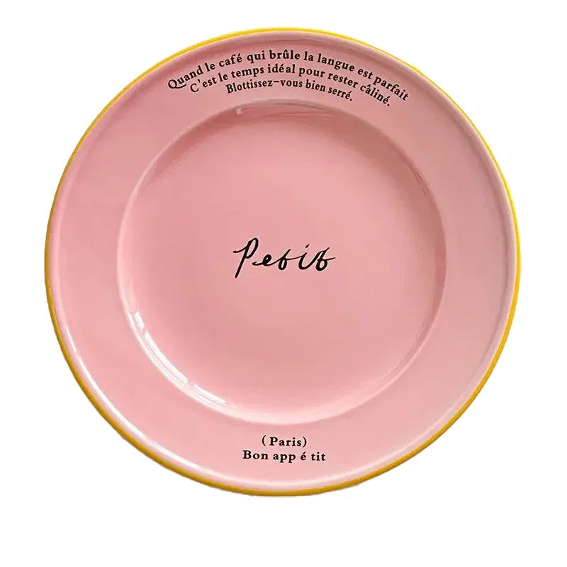 Decoratief Bord Pastel Frans Design Keramiek 20.5cm Ontbijt Tafelservies Cadeau | Sansoti