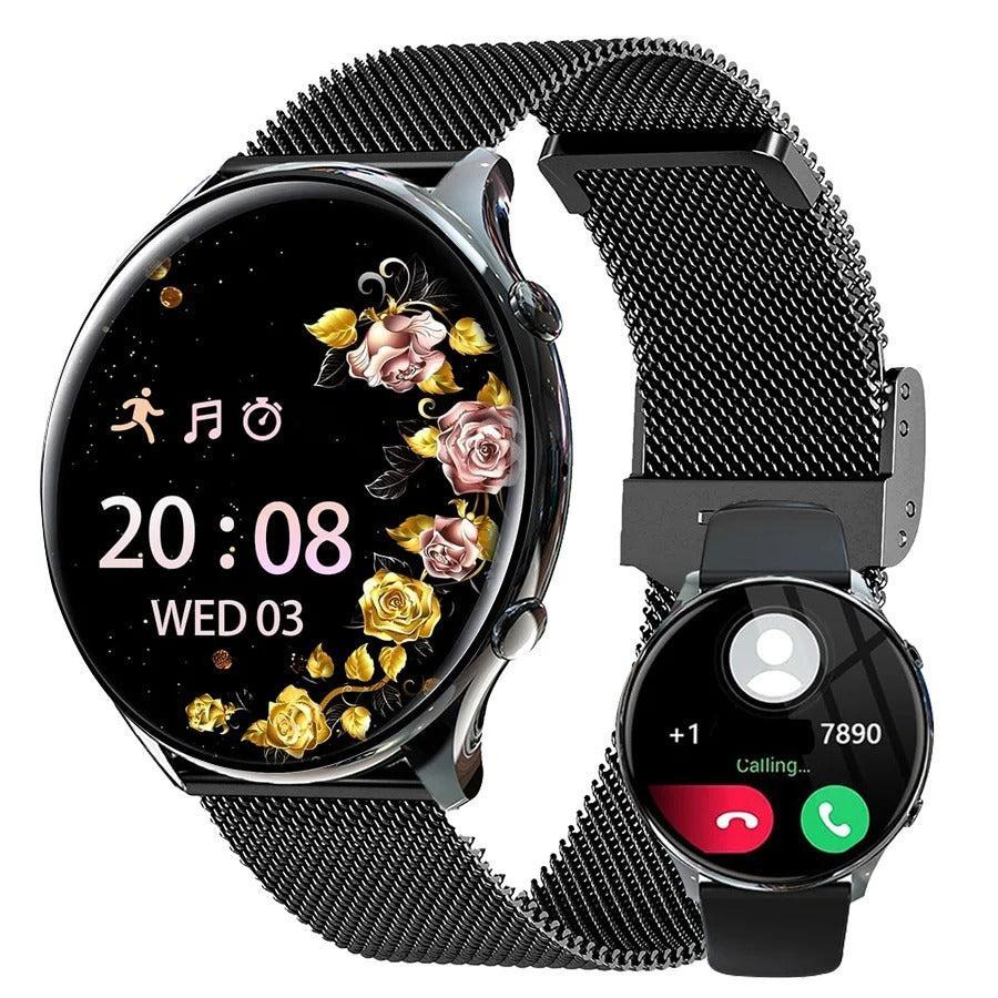 Smartwatch Dames met Hartslagmeter en Belfunctie — Fitness Tracker Bluetooth Stappenteller Slaapmonitoring Bloedzuurstofmeting | Sansoti