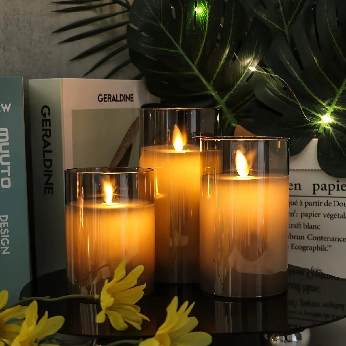 Wireless LED Candle Set of 3 Flame Effect Remote Control Timer Warm White Ambient Lighting Living Room Decoration | Sansoti