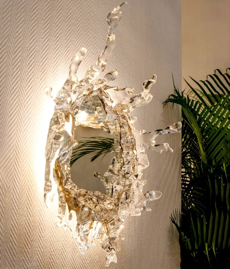 Wandlamp Spiegel met Golvend Watereffect Glas Goud Zilver LED Verlichting Badkamer Slaapkamer Gang Modern | Sansoti