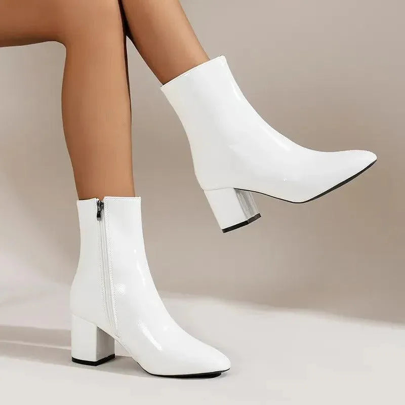 Damenstiefel mit Blockabsatz aus Baumwolle, bequem und robust, Wanderstiefel für Herbst und Winter, Damenschuhe für den Outdoor-Bereich | Sansoti