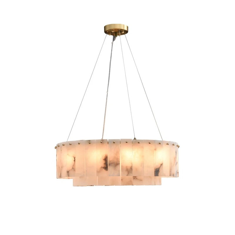 Albasten Kroonluchter Rond Metaal LED Hanglamp Dimbaar Woonkamer Eetkamer Lobby Restaurant Luxe Design | Sansoti