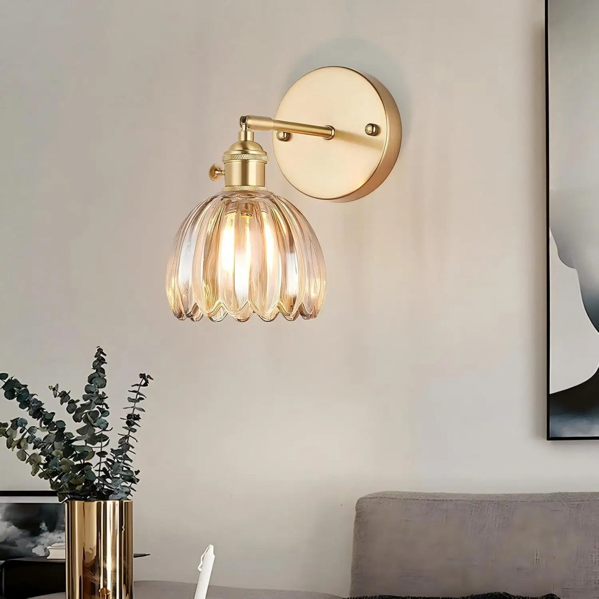 Retro-Wandleuchte mit tulpenförmigem Glasschirm, E27-Fassung, Schlafzimmer, Flur, Wohnzimmer, Esszimmer, Innenbeleuchtung | Sansoti