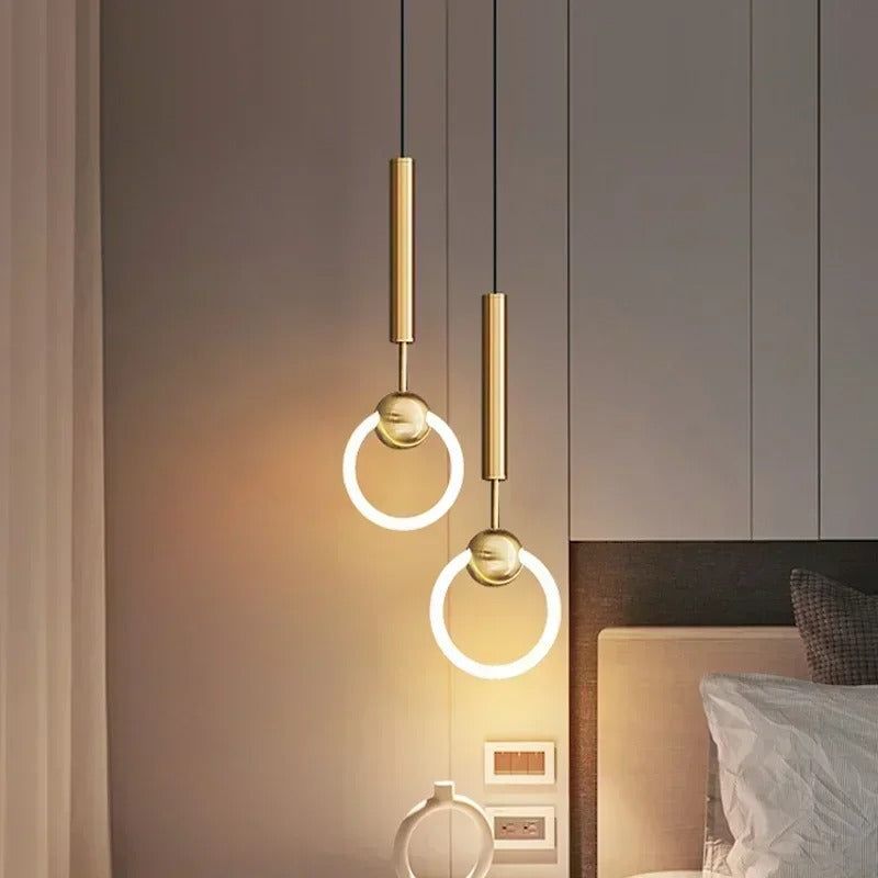 Runde Hängeleuchte mit LED-Ring Aluminium Gold Schwarz Verstellbar Esszimmer Schlafzimmer Wohnzimmer Modernes Design | Sansoti
