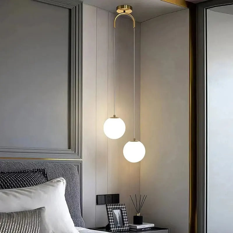 Glazen LED Hanglamp met Verstelbare Kabel – 1 of 2 Lichtpunten – Minimalistisch Design voor Eetkamer | Sansoti