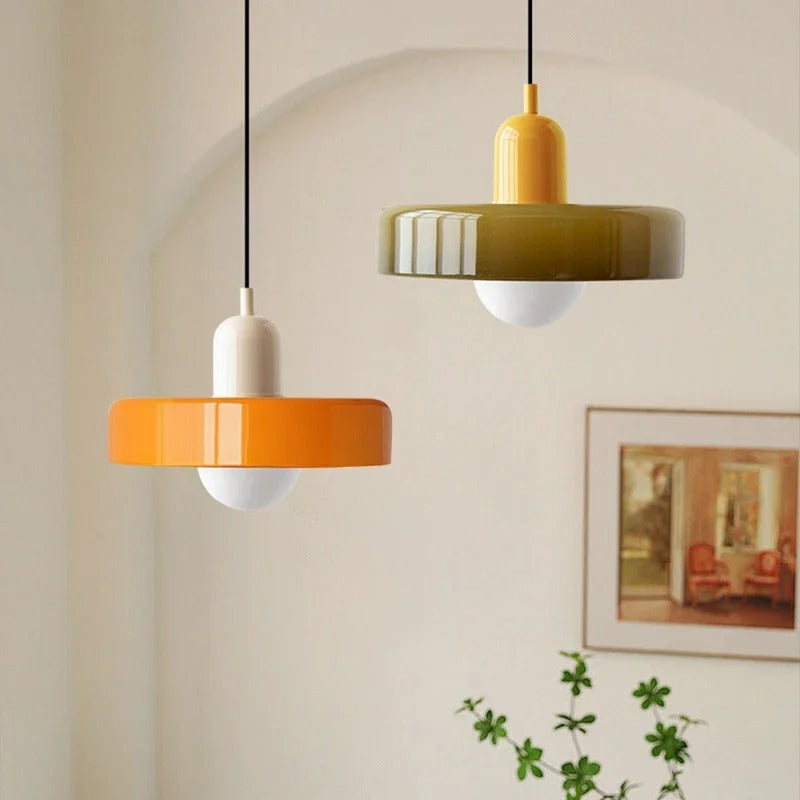 Glazen Hanglamp met Dubbele Kleurkap – Moderne Bauhaus-Stijl Verlichting voor Woon- en Eetkamer | Sansoti