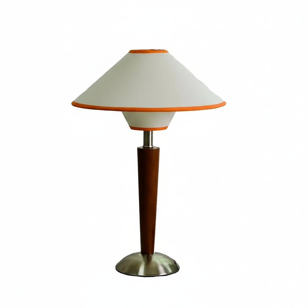 Kegelkap Tafellamp met Houten Voet Stof Scandinavisch Design Slaapkamer Woonkamer Leeslamp LED Verlichting | Sansoti