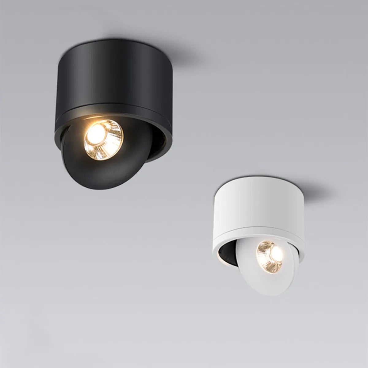 Adjustable ceiling spotlight with 360° rotatable spotlight head, black and white modern surface-mounted lighting for the living room | Sansoti