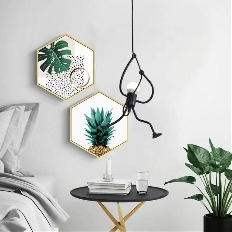 Menselijke Figuur Hanglamp Metaal Sculptuur Verlichting Moderne Design Kinderkamer Eetkamer Woonkamer | Sansoti