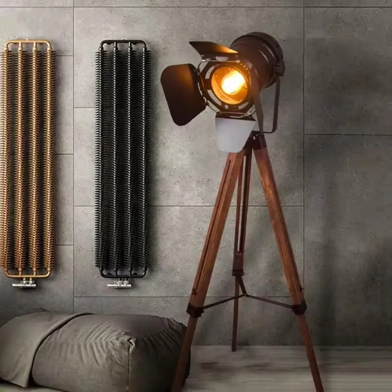 Statief Vloerlamp Vintage Metaal Hout Verstelbaar Industrieel Design voor Woonkamer Slaapkamer Leeshoek | Sansoti