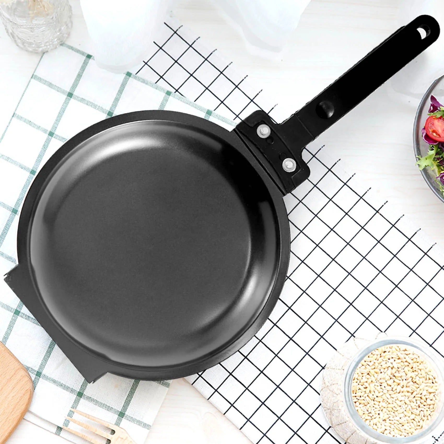 Beidseitige Pfannkuchenpfanne 19 cm Antihaft Schwarz Für Pfannkuchen Omelett Eierpfanne Wendbare Bratpfanne | Restfield
