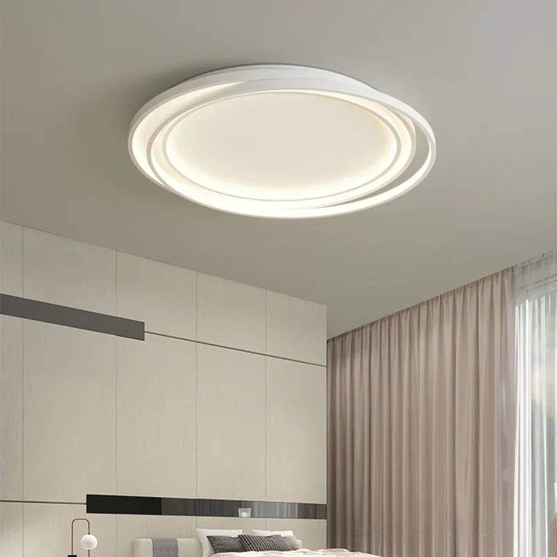 Runde Deckenleuchte aus Metall und Acryl, dimmbare LED, modernes Design, Wohnzimmer, Schlafzimmer, Esszimmer | Sansoti