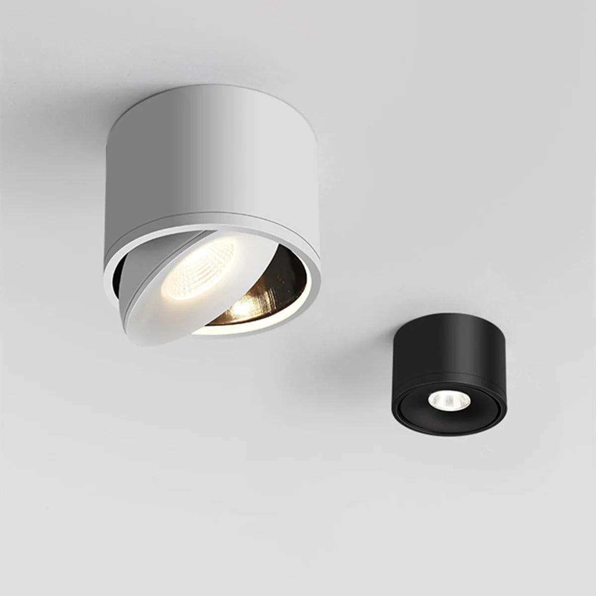 Adjustable ceiling spotlight with 360° rotatable spotlight head, black and white modern surface-mounted lighting for the living room | Sansoti