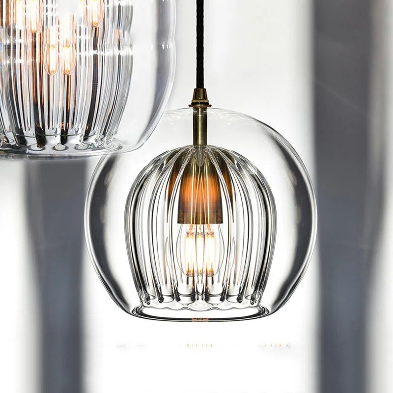 Glazen Hanglamp Bol met Metalen Frame – Modern Design Verlichting voor Eetkamer Slaapkamer en Woonkamer | Sansoti
