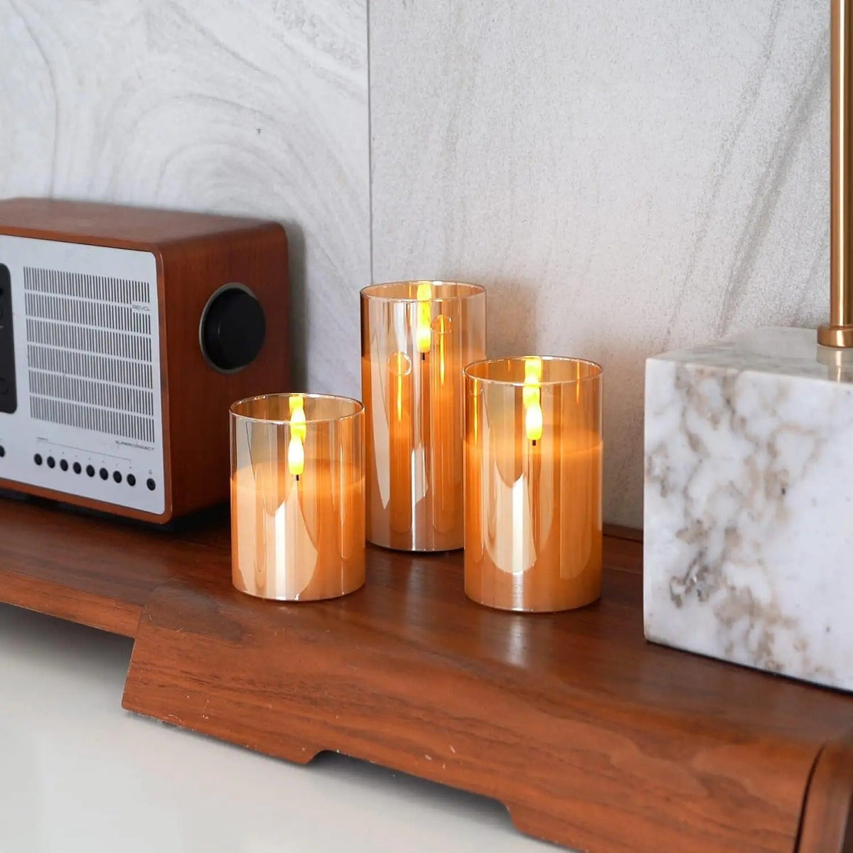 Wireless LED Candle Set of 3 Flame Effect Remote Control Timer Warm White Ambient Lighting Living Room Decoration | Sansoti