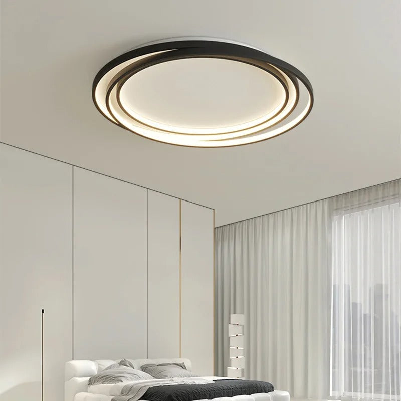 Runde Deckenleuchte aus Metall und Acryl, dimmbare LED, modernes Design, Wohnzimmer, Schlafzimmer, Esszimmer | Sansoti