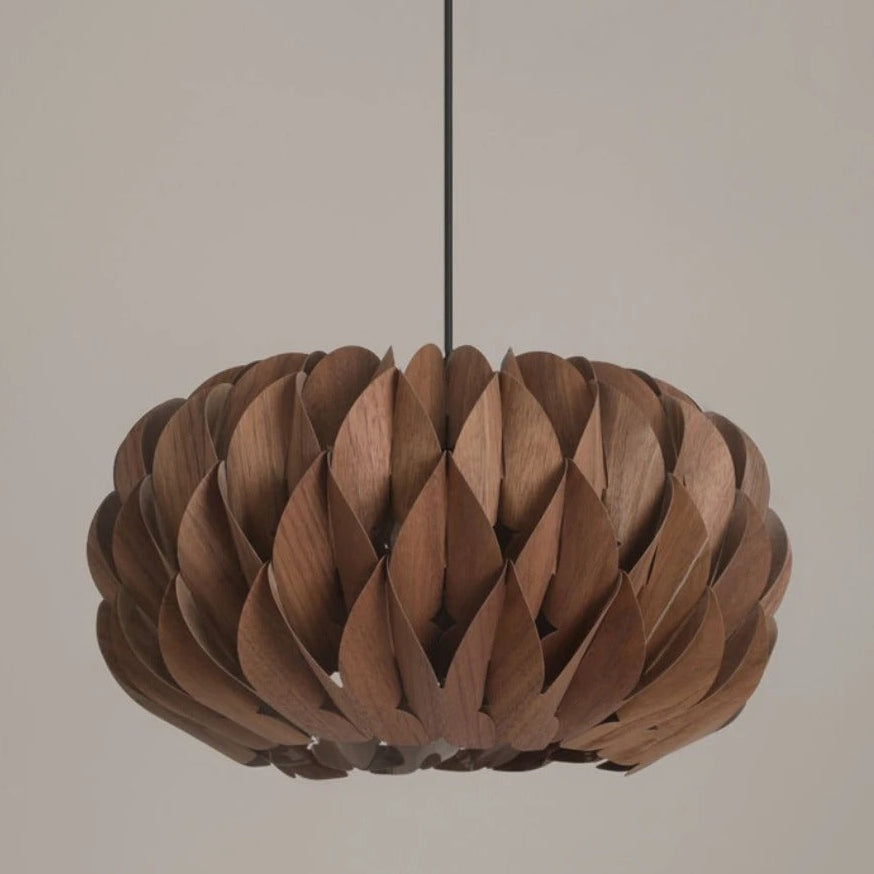 Houten Hanglamp Cilinder Essenhout Veneer Plafondverlichting Eetkamer Slaapkamer Scandinavisch Design | Sansoti
