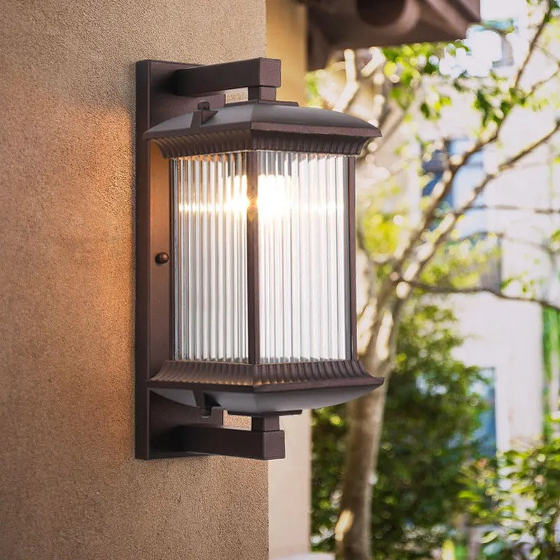 Geribbelde Glazen Buitenwandlamp Metaal IP65 Waterdicht voor Tuin Voordeur Terras Gevel Buiten Wandverlichting | Sansoti
