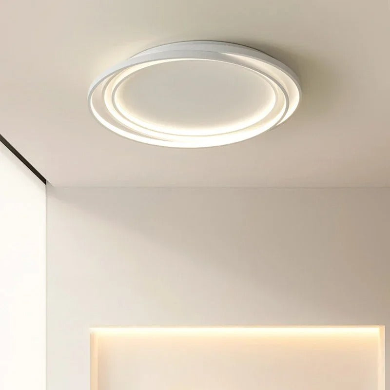 Runde Deckenleuchte aus Metall und Acryl, dimmbare LED, modernes Design, Wohnzimmer, Schlafzimmer, Esszimmer | Sansoti