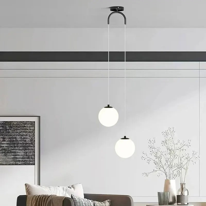 Glazen LED Hanglamp met Verstelbare Kabel – 1 of 2 Lichtpunten – Minimalistisch Design voor Eetkamer | Sansoti
